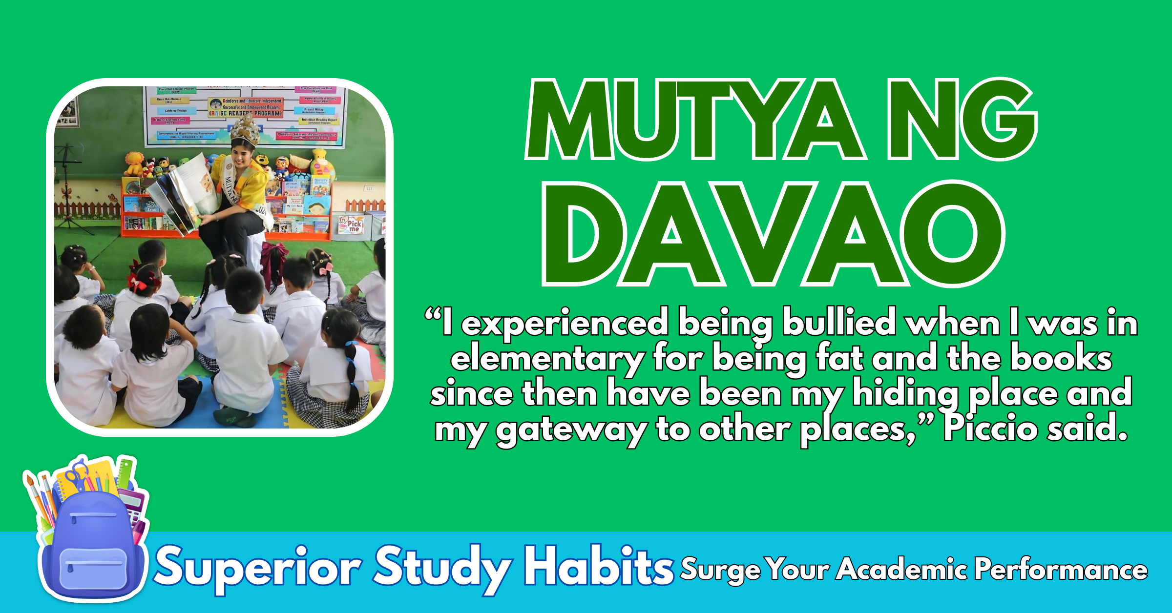 Mutya ng Davao Shares How Books Became Her Refuge. Bullied and Books Have Been Her Hiding Place