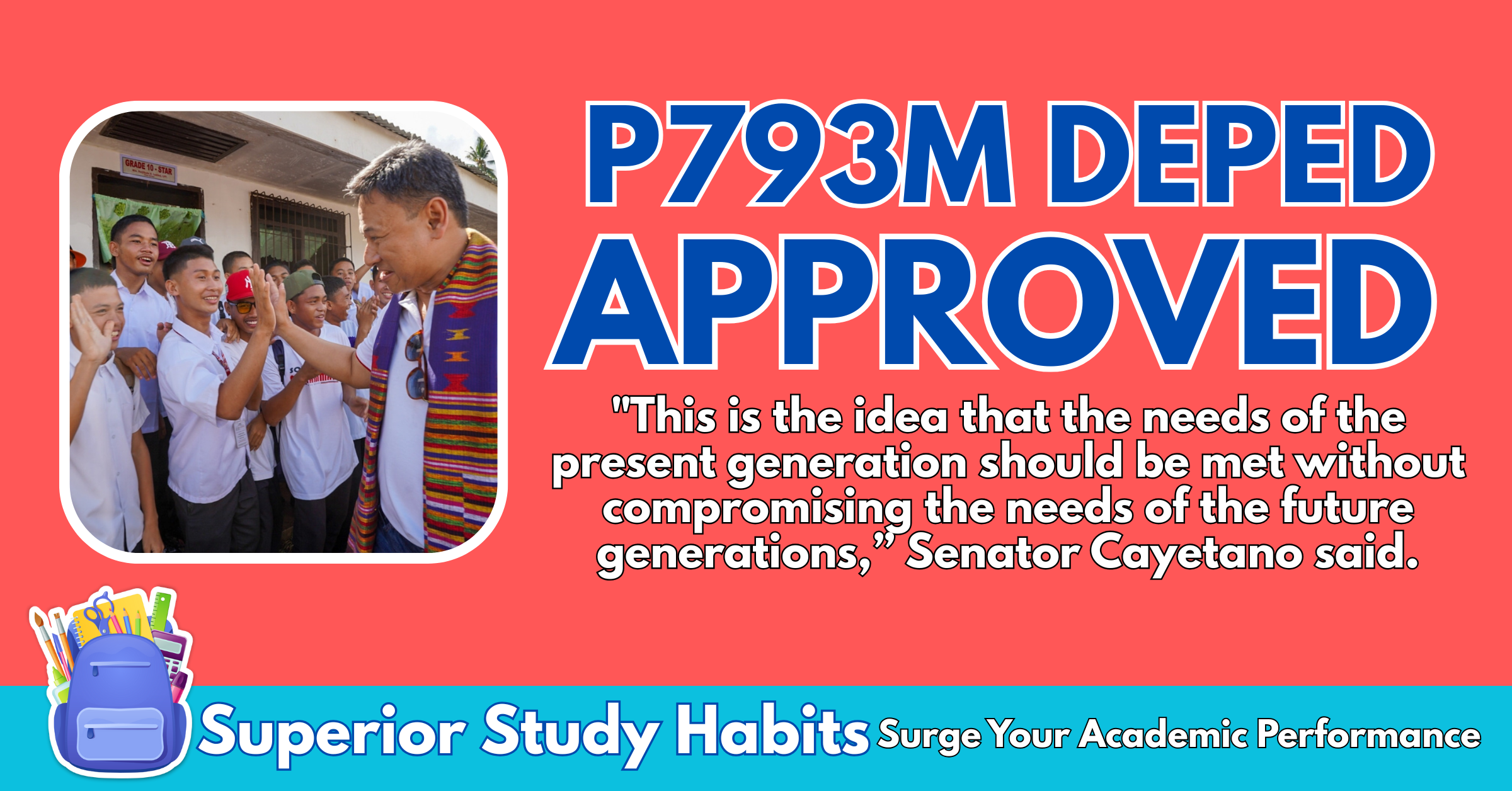 No Compromises for Education Needs of Present Generation, P793M DepEd Budget Approved by Senate