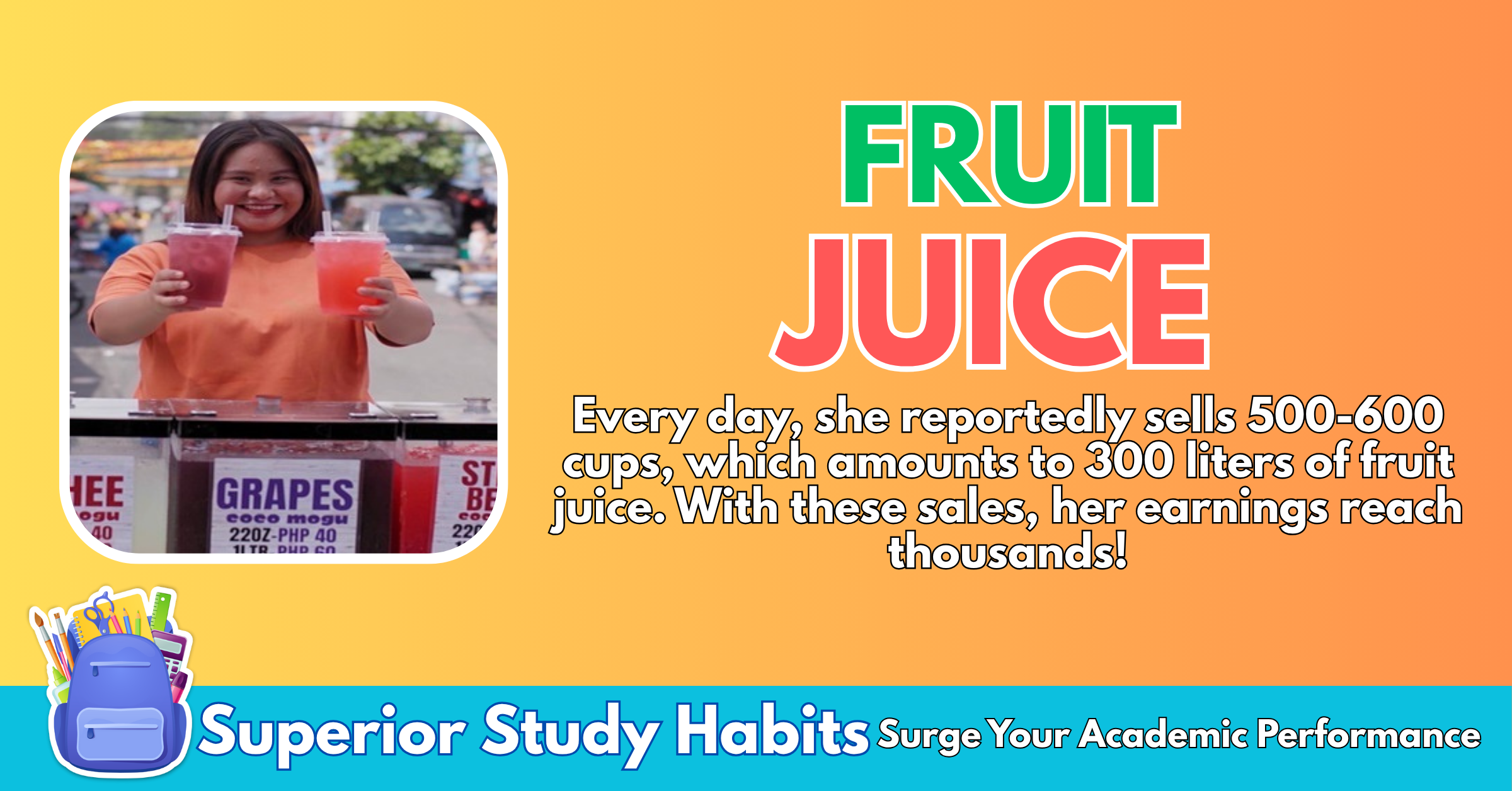 20-Year-Old Student Builds Flourishing Fruit Juice Business - From P50k Capital to Selling Up to 600 Cups Daily