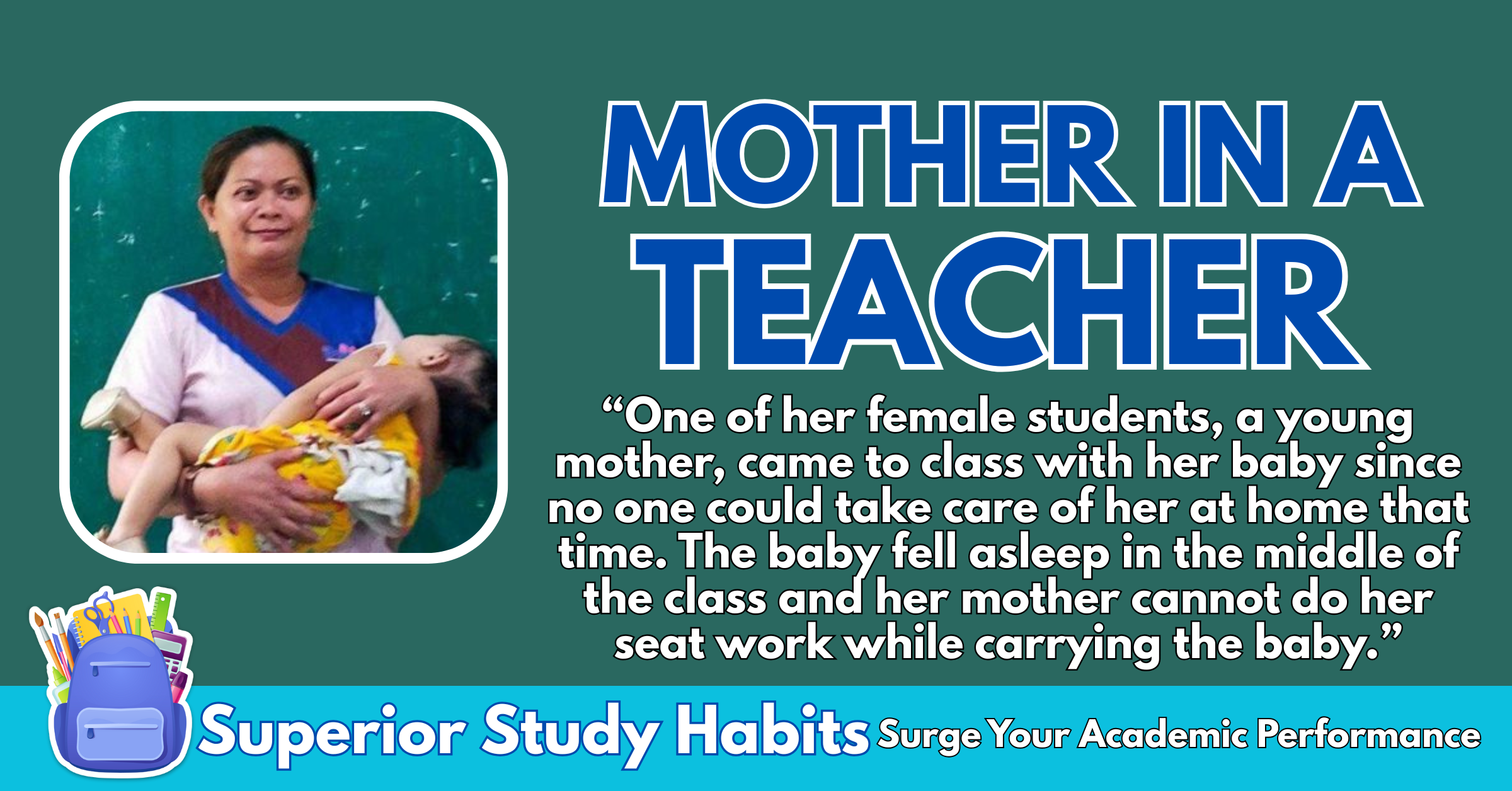 The Mother in a Teacher: Brother is Extremely Proud as Sister-Teacher Carries Student's Child During Class Seatwork