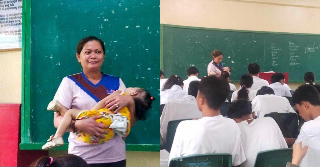 The Mother in a Teacher: Brother is Extremely Proud as Sister-Teacher Carries Student's Child During Class Seatwork 5 teacher 3