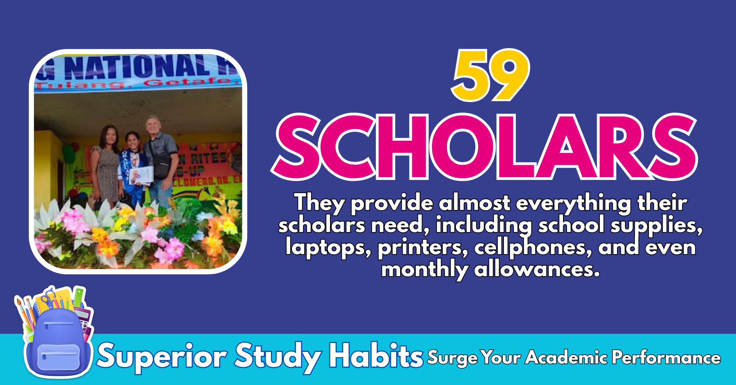 Couple in Bohol Has 59 Scholars - Provides Them School Supplies, Laptops, Cellphones, Printers, Others