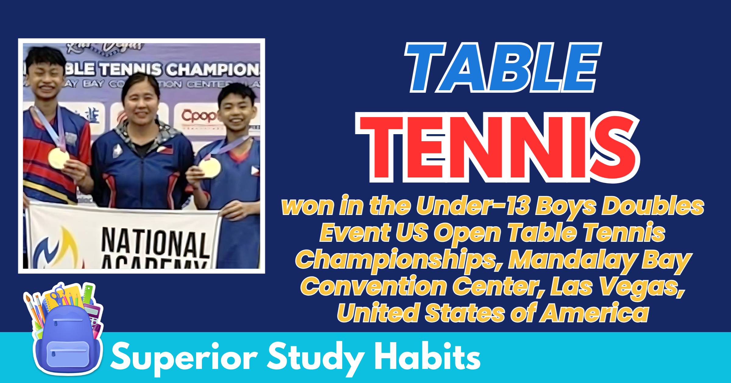 Filipino NAS Paddlers Win Gold at US Open Table Tennis Championships