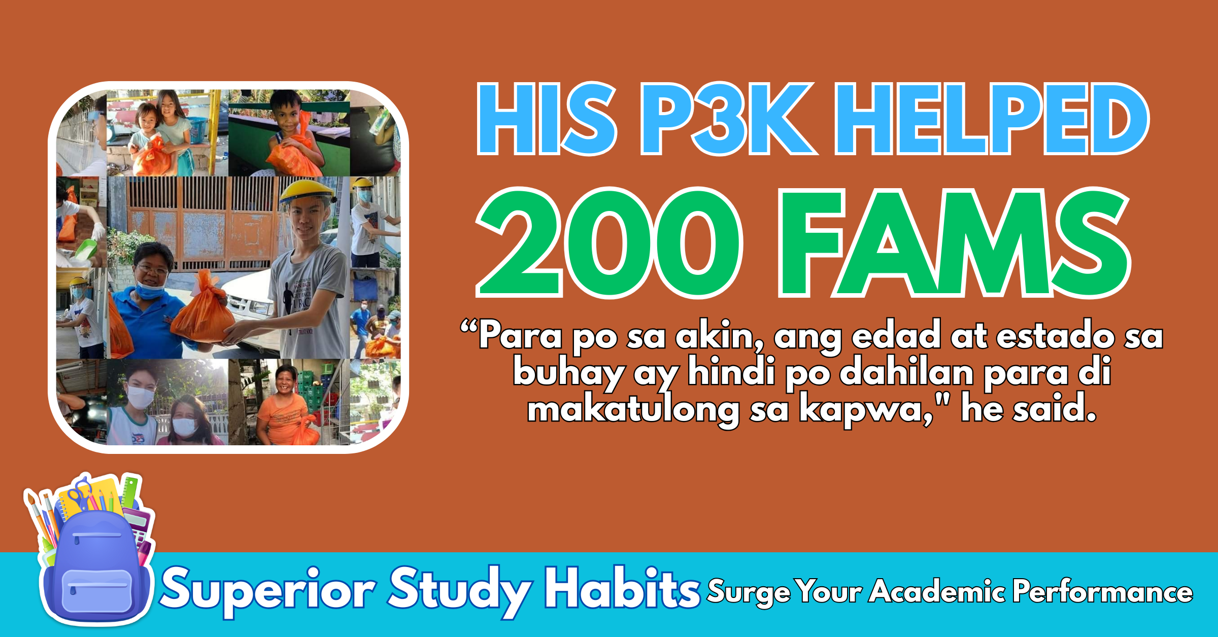 Grade 9 helped 200+ families