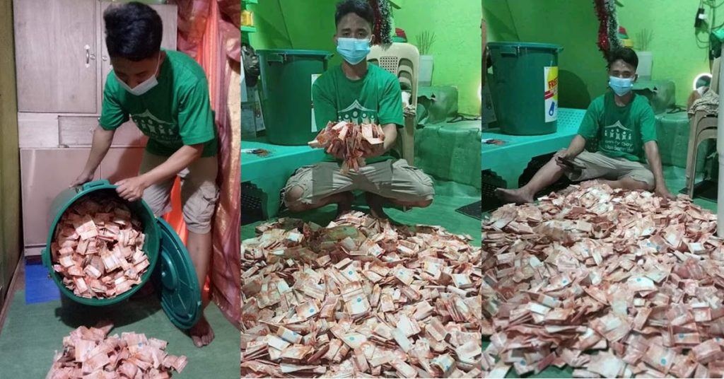 Son of OFW Saves Drums of Money, Overflowing with Bills Which Inspired Netizens 5 ipon 3