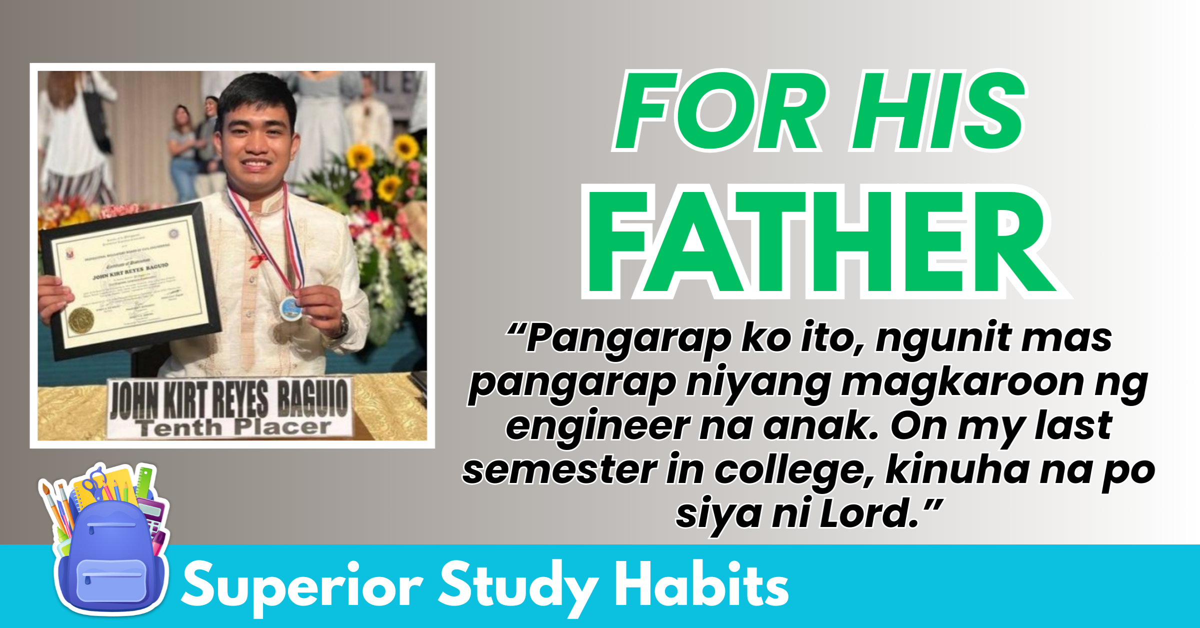 Son of Construction Worker Ranks 10th in Engineering Board Exam
