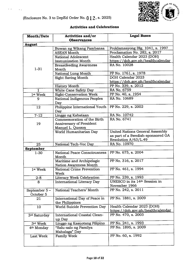 DepEd Releases 2025-2026 School Calendar, with 197 Blissful Class Days 15 18